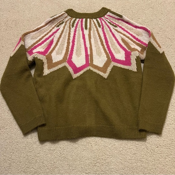 Sezane Hamel Gilet Cardigan Sweater in Khaki Multicolor Metallic Gold size Large - Picture 9 of 9